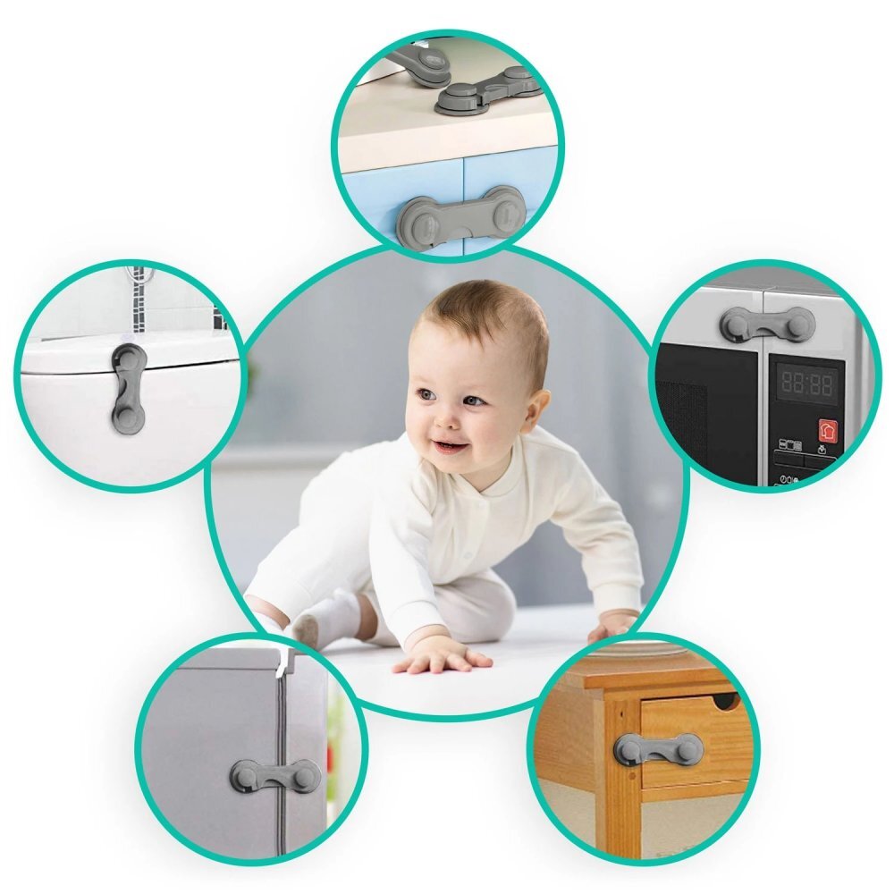 Ricokids Set 10 sigurante pentru dulapuri Gri