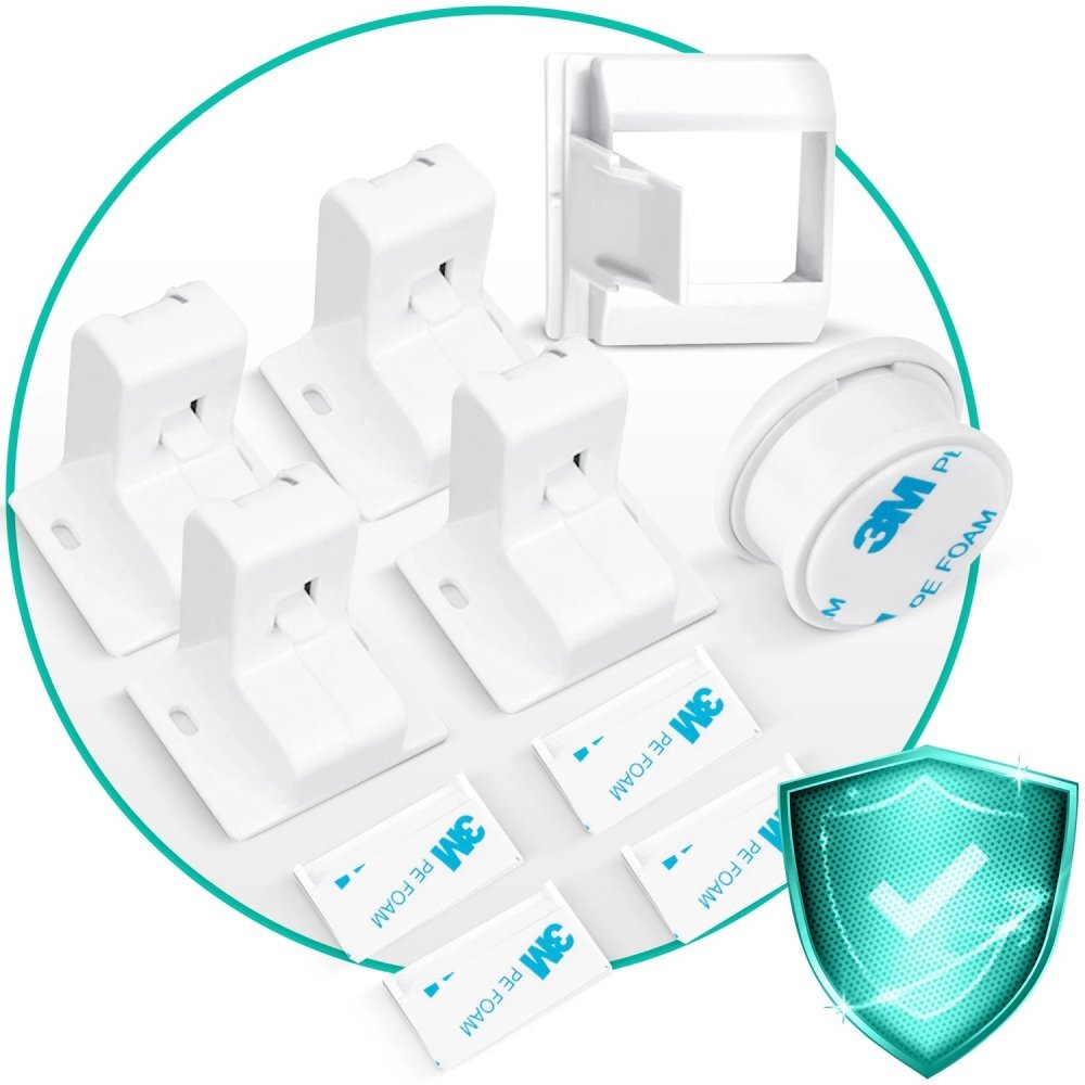 Ricokids Set 4 protectii magnetice pentru copii Alb pentru mobilier instalare cu adeziv 3M