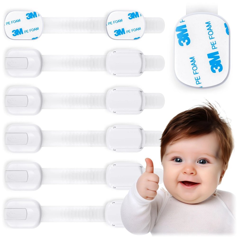 Ricokids Set 6 sigurante pentru copii Alb multifunctionale utilizare multipla instalare cu adeziv 3M 19x3.4 cm