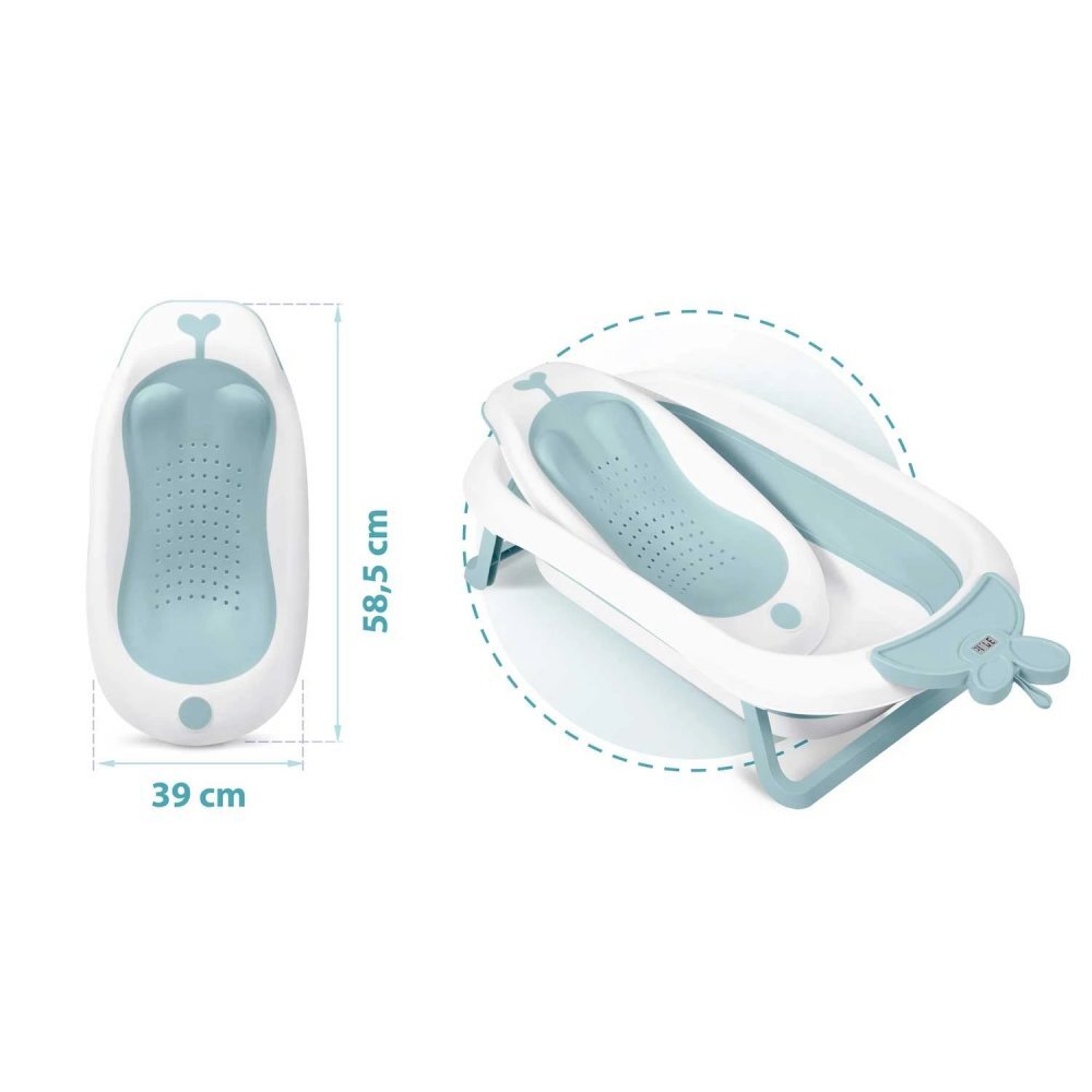 Ricokids Set cadita pliabila cu suport anatomic si termometru digital inclus Butterfly Blue
