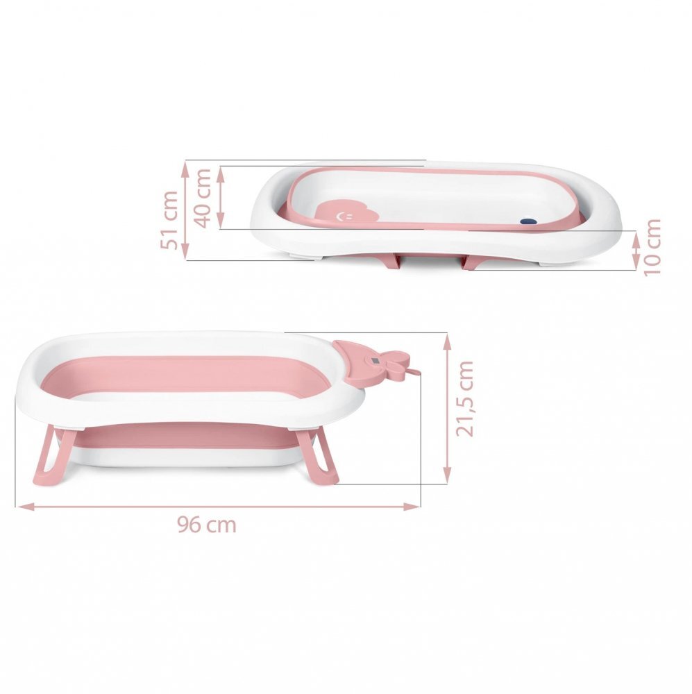 Ricokids Set cadita pliabila cu suport anatomic si termometru digital inclus Butterfly Pink