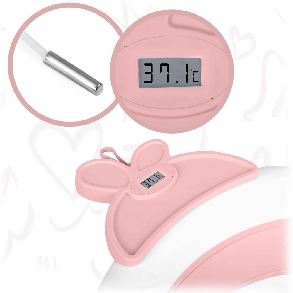 Ricokids Set cadita pliabila cu suport anatomic si termometru digital inclus Butterfly Pink