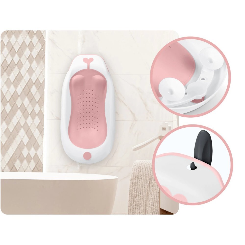 Ricokids Set cadita pliabila cu suport anatomic si termometru digital inclus Butterfly Pink