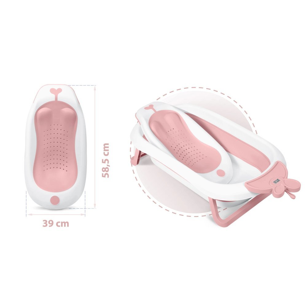 Ricokids Set cadita pliabila cu suport anatomic si termometru digital inclus Butterfly Pink