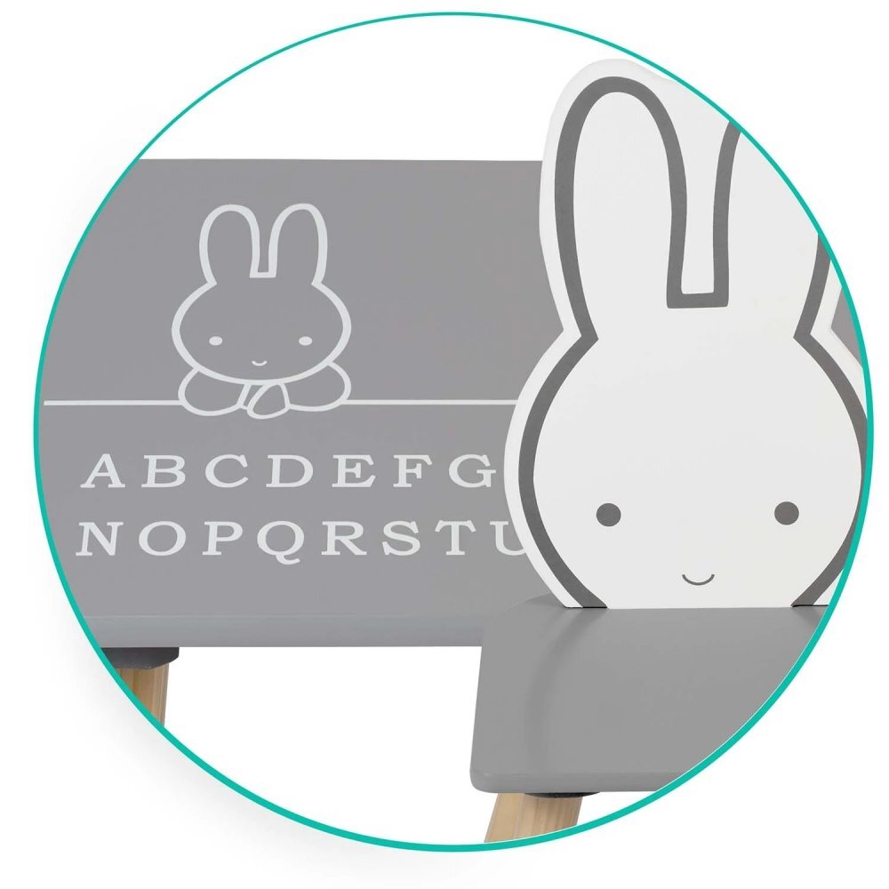 Ricokids Set masuta si 2 scaunele cu spatar pentru copii din lemn si MDF BunnyCalitate premiumAsamblare usoara Masuta cu alfabetdimensiune masuta 60x60x47cmutilizare pentru temeactivitati la gradinitaafter schoolacasa