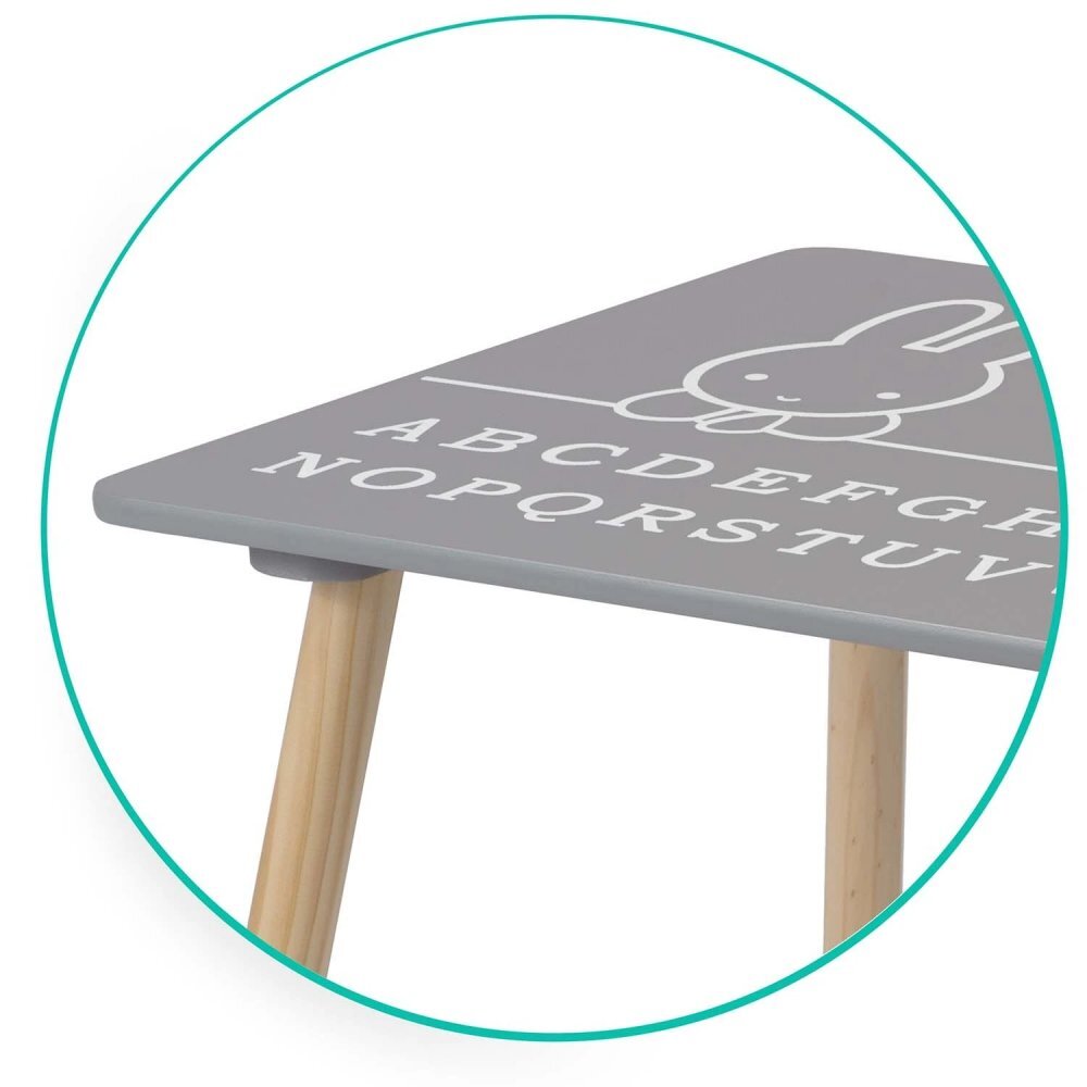 Ricokids Set masuta si 2 scaunele cu spatar pentru copii din lemn si MDF BunnyCalitate premiumAsamblare usoara Masuta cu alfabetdimensiune masuta 60x60x47cmutilizare pentru temeactivitati la gradinitaafter schoolacasa