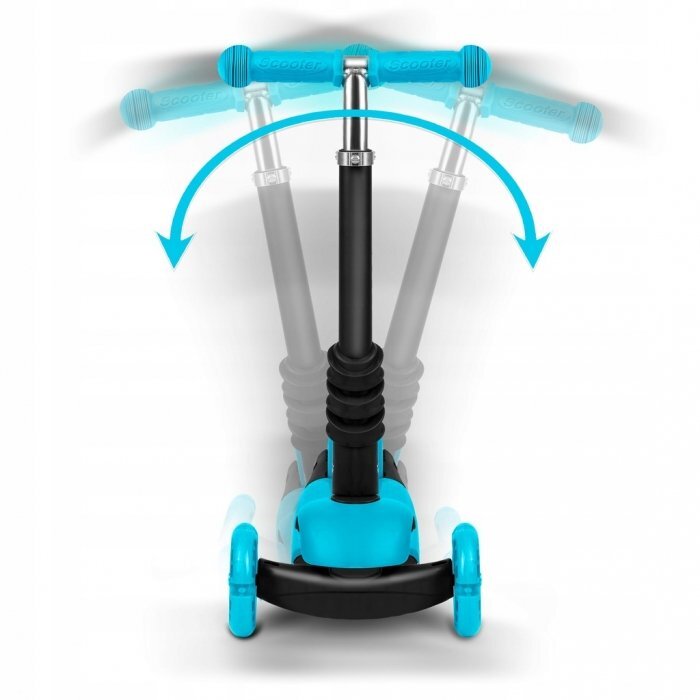 Ricokids Trotineta 3 in 1 pentru copii Buggy Albastru cu scaunel reglabilinaltime ghidon reglabilaroti cu lumini LEDplatforma antiderapantacadru din aluminiumanere ergonomice si cosulet pentru accesorii