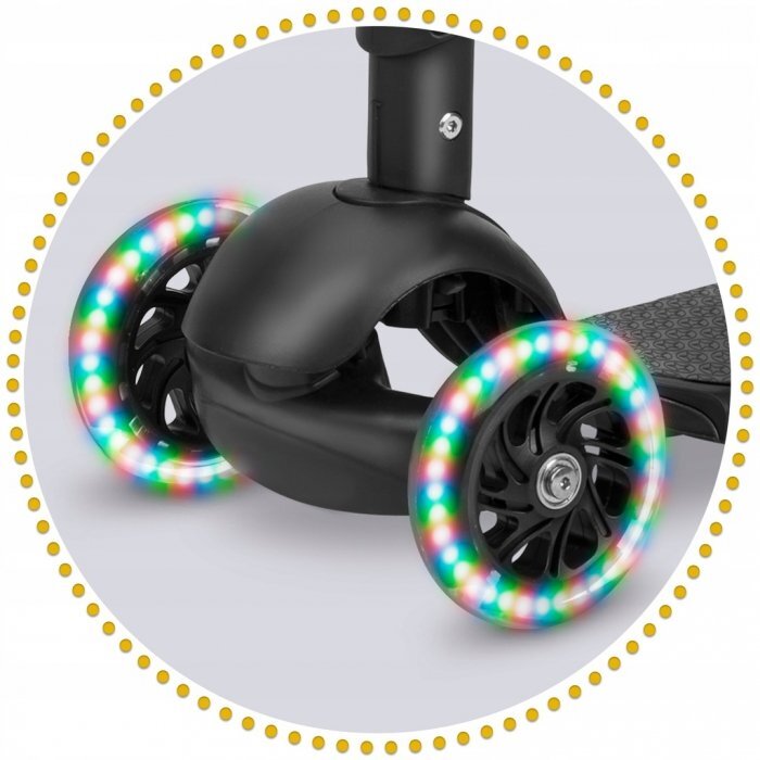 Ricokids Trotineta 3 in 1 pentru copii Cubi NegruGalben cu scaunelroti cu lumini LEDplatforma antiderapantacadru din aluminiumanere ergonomicegreutate suportata 30 kg varsta 3 ani+