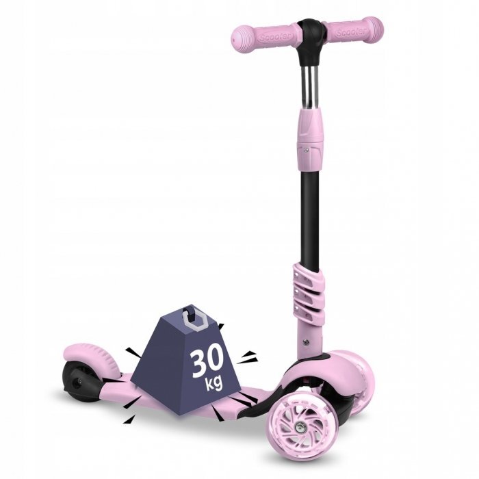 Ricokids Trotineta 3 in 1 pentru copii Cubi Roz cu scaunelroti cu lumini LEDplatforma antiderapantacadru din aluminiumanere ergonomicegreutate suportata 30 kg varsta 3 ani+