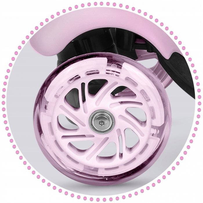 Ricokids Trotineta 3 in 1 pentru copii Cubi Roz cu scaunelroti cu lumini LEDplatforma antiderapantacadru din aluminiumanere ergonomicegreutate suportata 30 kg varsta 3 ani+