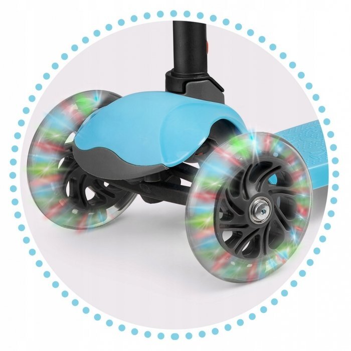 Ricokids Trotineta cu roti cu led Loco albastru pliabila ghidon reglabil greutate suportata 25 kg varsta 3 ani+