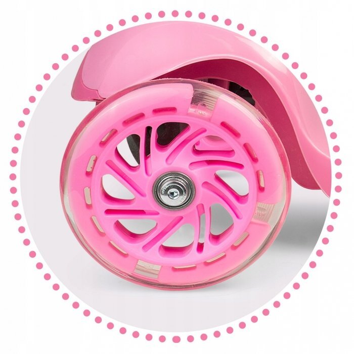 Ricokids Trotineta cu roti cu led Loco roz pliabila ghidon reglabil greutate suportata 25 kg varsta 3 ani+