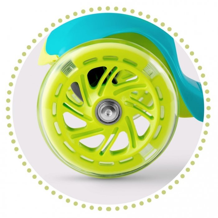 Ricokids Trotineta cu roti cu led Loco turcoaz pliabila ghidon reglabil greutate suportata 25 kg varsta 3 ani+