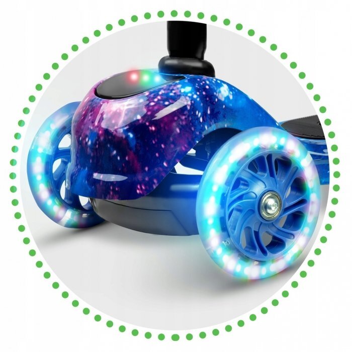 Ricokids Trotineta cu roti LED Piko negru albastru ghidon reglabil din aluminiu greutate suportata 35 kg varsta 3 ani+