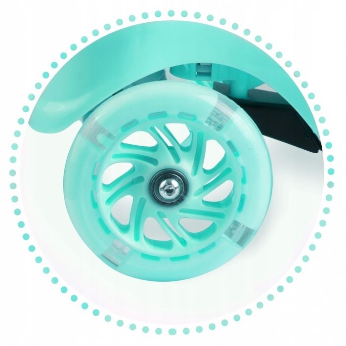 Ricokids Trotineta cu roti LED Piko turcoaz ghidon reglabil din aluminiu greutate suportata 35 kg varsta 3 ani+