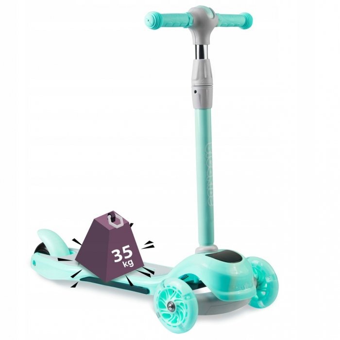 Ricokids Trotineta cu roti LED Piko turcoaz ghidon reglabil din aluminiu greutate suportata 35 kg varsta 3 ani+