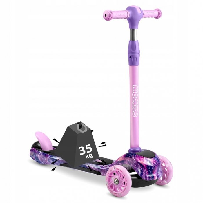 Ricokids Trotineta cu roti LED Piko Violet Roz reglabila din aluminiu greutate suportata 35 kg