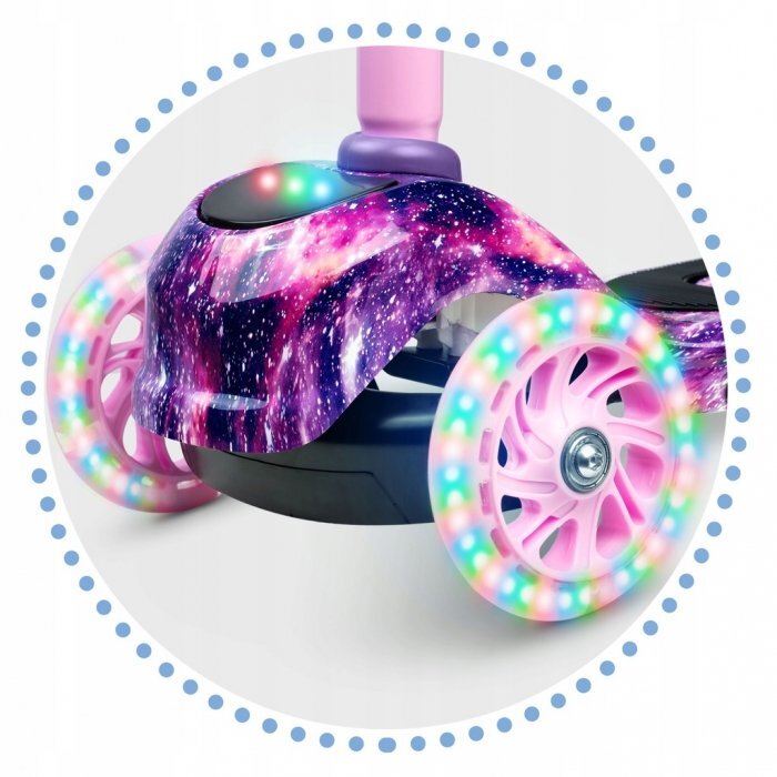Ricokids Trotineta cu roti LED Piko Violet Roz reglabila din aluminiu greutate suportata 35 kg