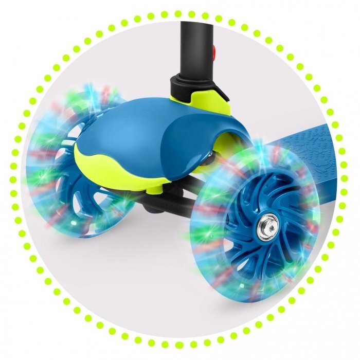 Ricokids Trotineta Loco albastru-verde pliabila ghidon reglabil roti cu Led platforma antiderapanta greutate admisa 25 kg