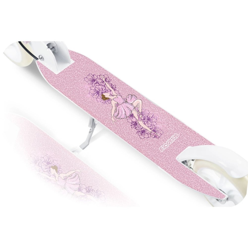 Ricokids Trotineta pentru copii Kodi Ballerina pliabila inaltime ghidon reglabila platforma antiderapanta roti din PU rezistente rulmenti ABEC-7 2 frane de mana si picior manere ergonomice pliabile si cric