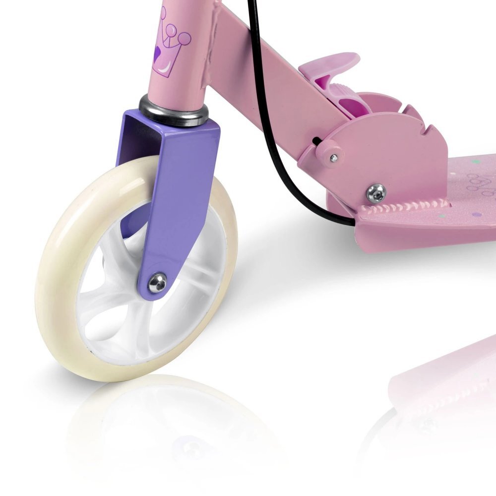 Ricokids Trotineta pentru copii Kodi Princess pliabila inaltime ghidon reglabila platforma antiderapanta roti din PU rezistente rulmenti ABEC-7 2 frane de mana si picior manere ergonomice pliabile si cric