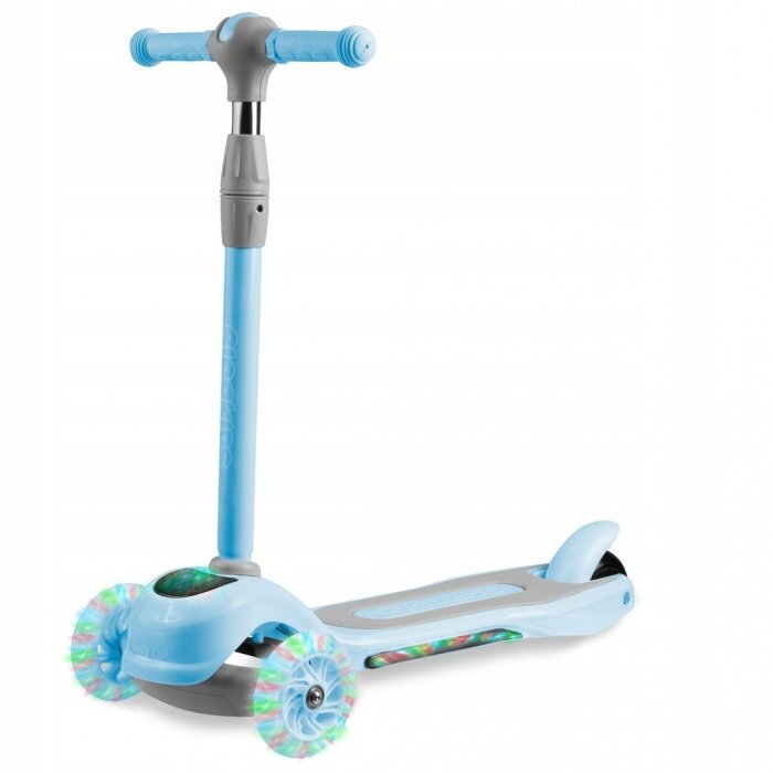 Ricokids Trotineta pentru copii Piko Albastru cu inaltime ghidon reglabilaroti cu lumi LEDcadru din aluminiu platforma antiderapantagreutate admisa 35 kg