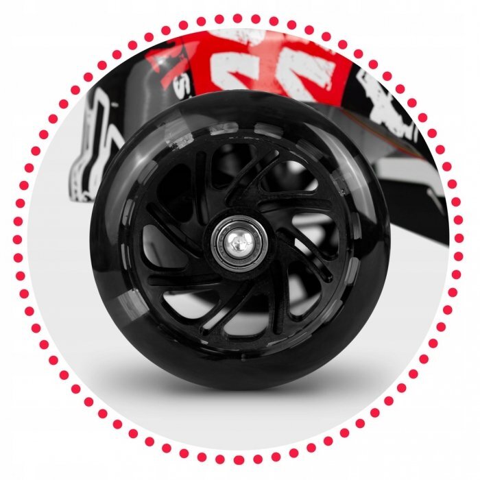 Ricokids Trotineta pentru copii Piko NegruAlbRosu cu inaltime ghidon reglabilaroti cu lumi LEDcadru din aluminiu platforma antiderapantagreutate admisa 35 kg