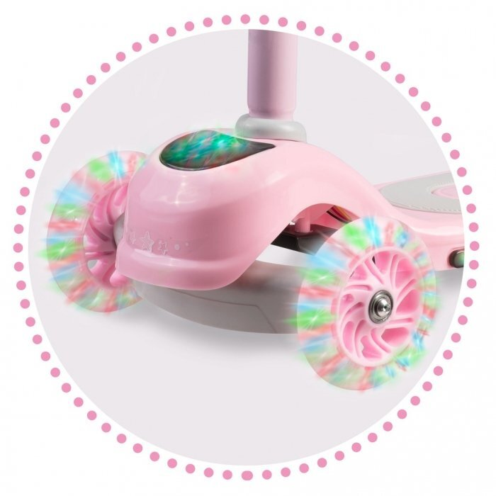 Ricokids Trotineta pentru copii Piko Roz cu inaltime ghidon reglabilaroti cu lumi LEDcadru din aluminiu platforma antiderapantagreutate admisa 35 kg
