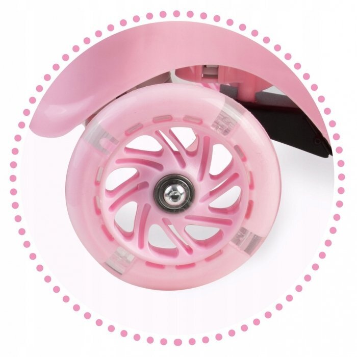 Ricokids Trotineta pentru copii Piko Roz cu inaltime ghidon reglabilaroti cu lumi LEDcadru din aluminiu platforma antiderapantagreutate admisa 35 kg