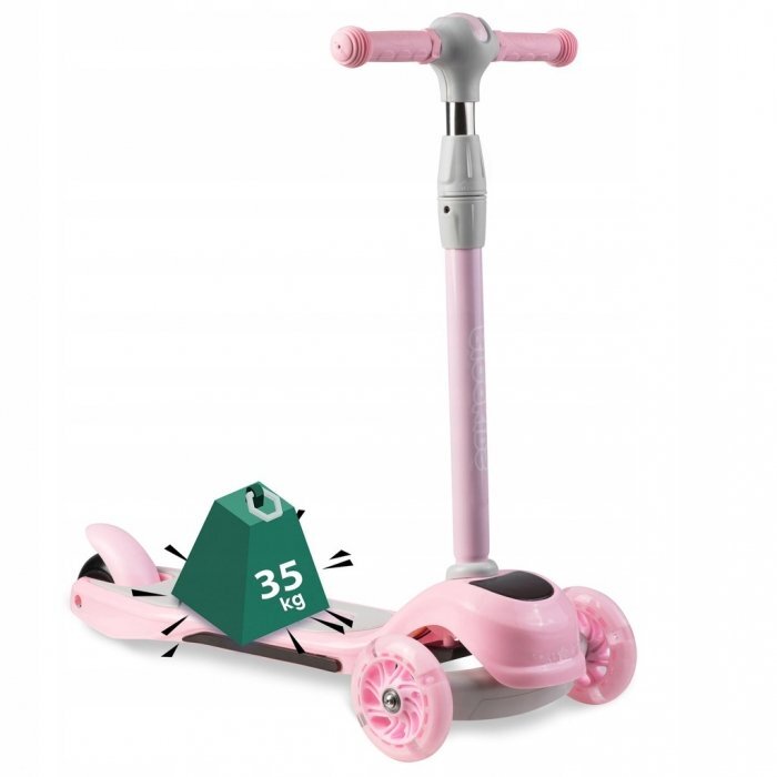 Ricokids Trotineta pentru copii Piko Roz cu inaltime ghidon reglabilaroti cu lumi LEDcadru din aluminiu platforma antiderapantagreutate admisa 35 kg
