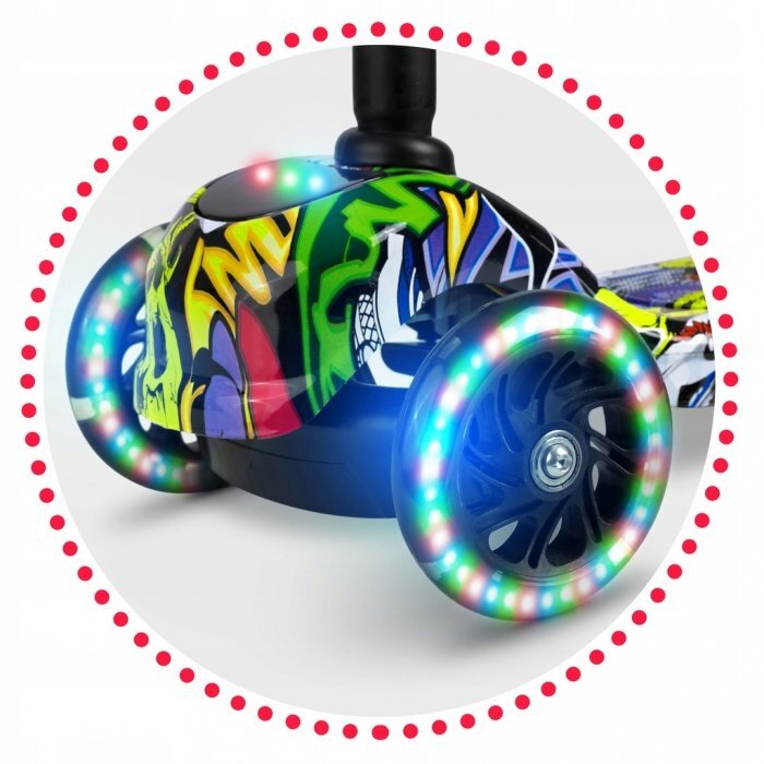 Ricokids Trotineta Piko negru-galben cu ghidon reglabil iluminare Led platforma antiderapanta greutate admisa 35 kg