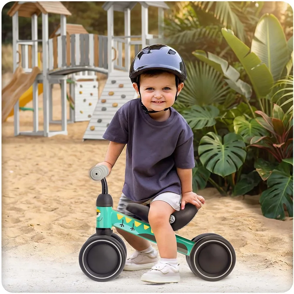 Ricokids Vehicul Ride On fara pedale Cross Country Dino De la 12 luni Cadru metalic usor si rezistent Sezut confortabil din spuma moale Manere ergonomice antiderapante Roti din PP rezistent si silentios