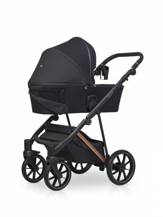 Riko Carucior pentru copii 2 in 1 Velar Magma Premium Line cu suspensii maner reglabil pe inaltime geanta si accesorii incluse pana la 22 kg Negru