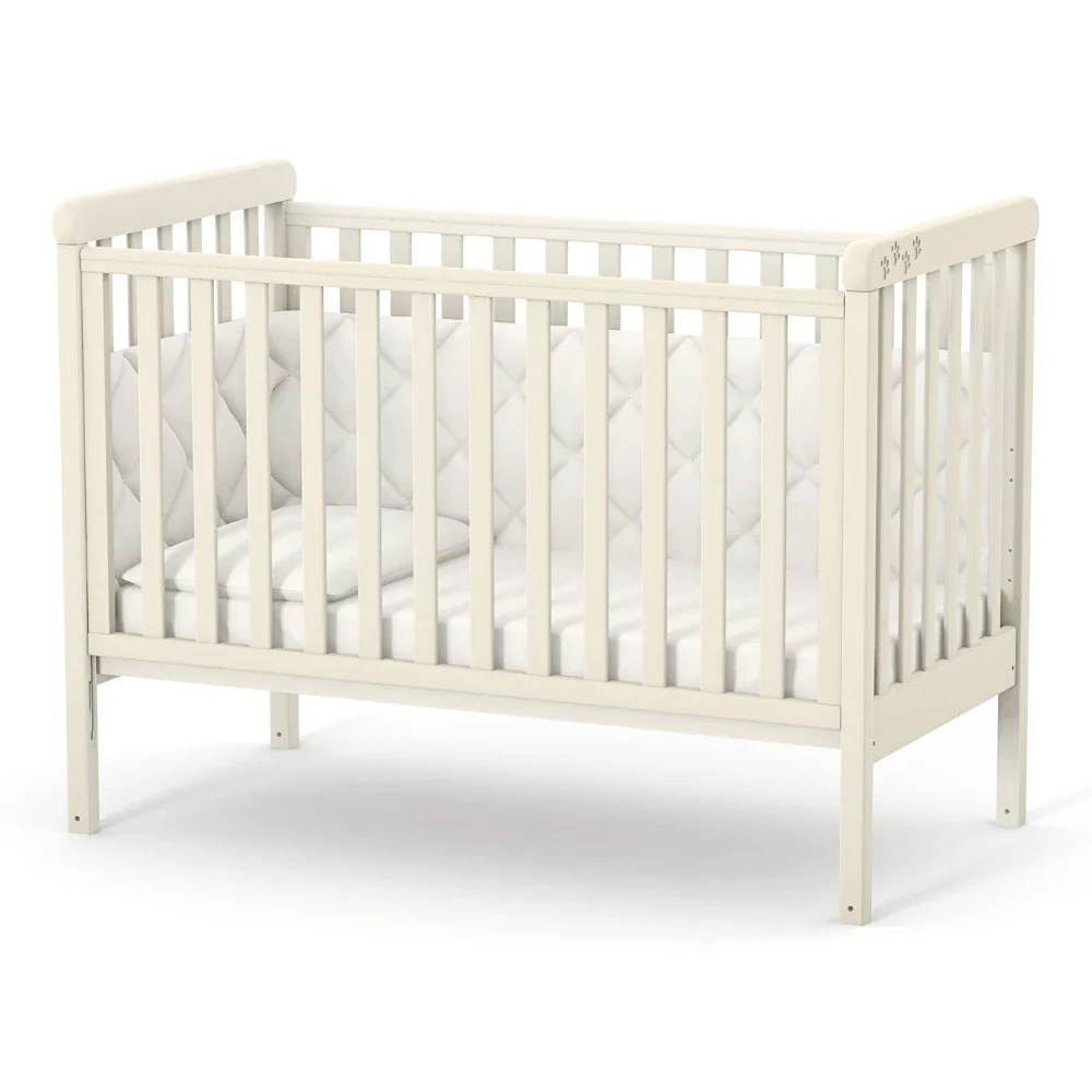 RKids Patut din lemn de fag Como pentru copii 120 x 60 cm cu laterala detasabila inaltime reglabila a saltelei lamele detasabile si sina pentru dentitie Ivory