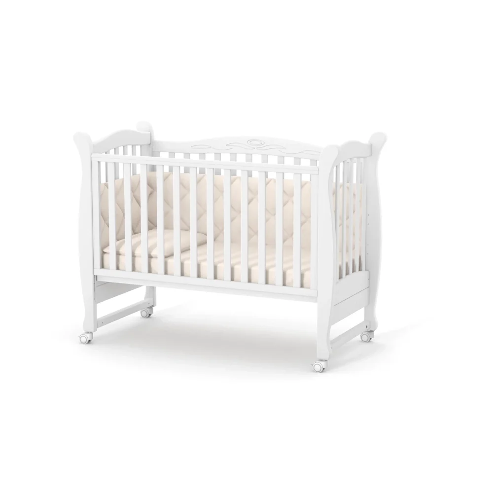 RKids Patut din lemn de fag pentru copii Cannes 120 x 60 cm cu laterala detasabila si inaltime reglabila Alb