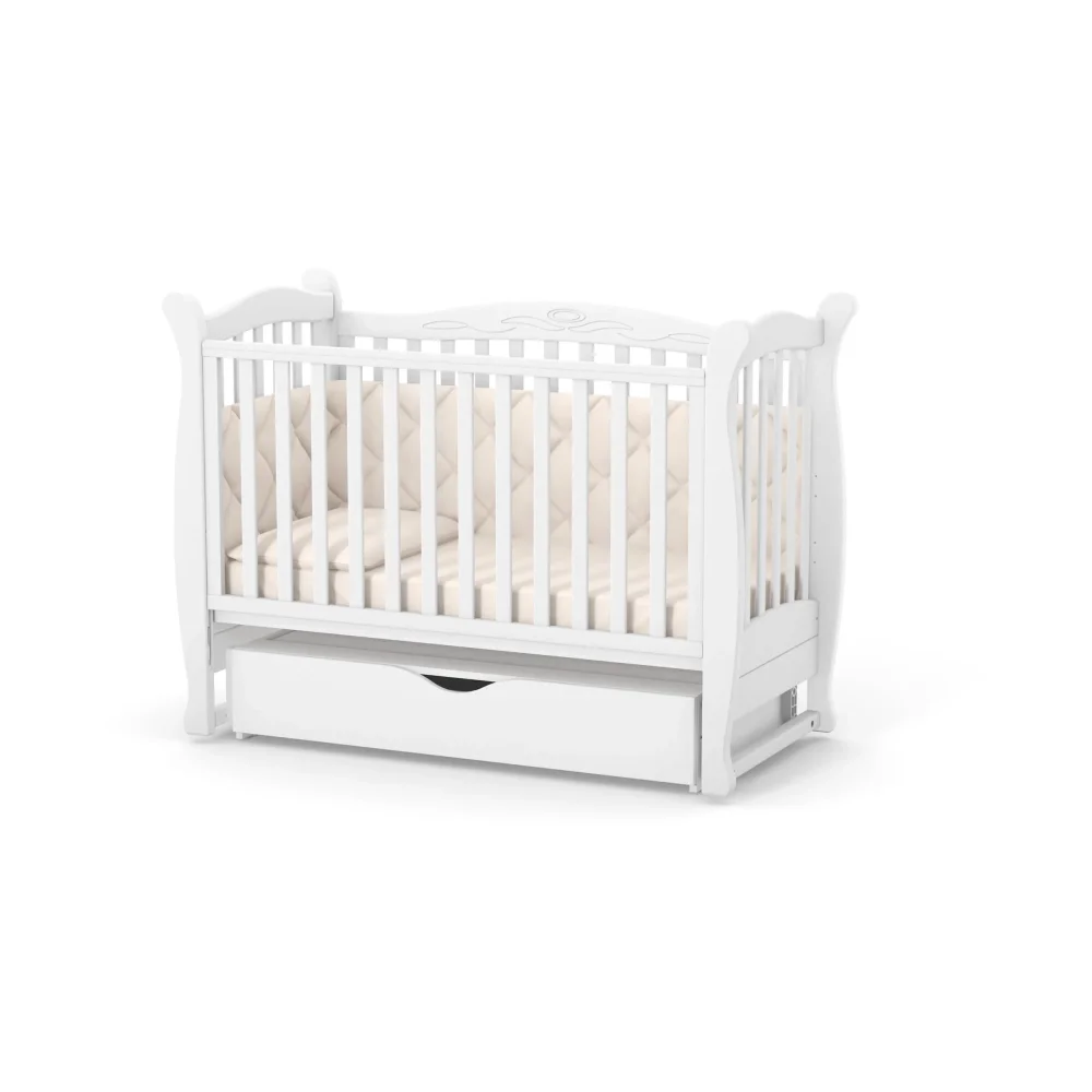 RKids Patut din lemn de fag pentru copii Cannes 120 x 60 cm cu laterala detasabila si inaltime reglabila Alb