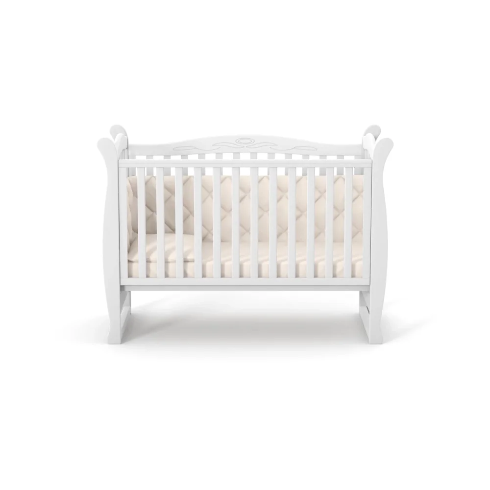 RKids Patut din lemn de fag pentru copii Cannes 120 x 60 cm cu laterala detasabila si inaltime reglabila Alb