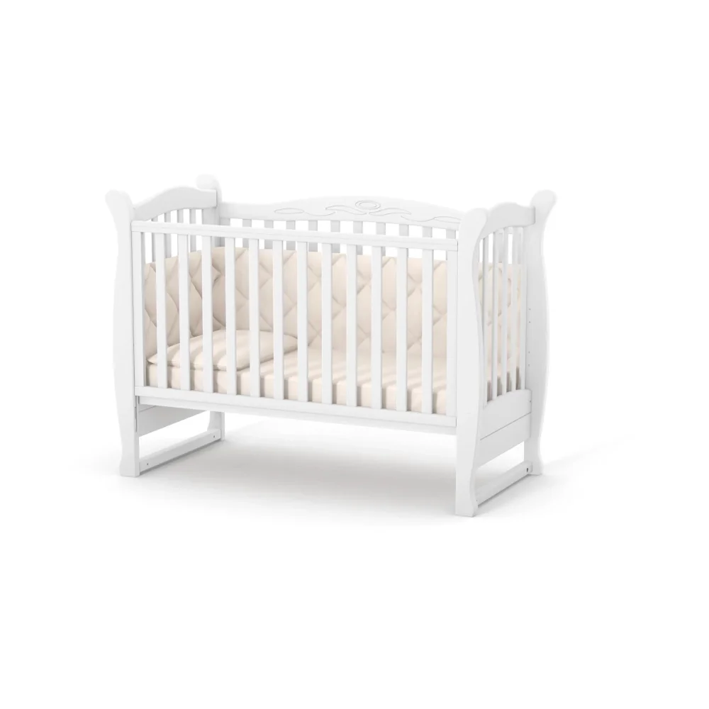RKids Patut din lemn de fag pentru copii Cannes 120 x 60 cm cu laterala detasabila si inaltime reglabila Alb