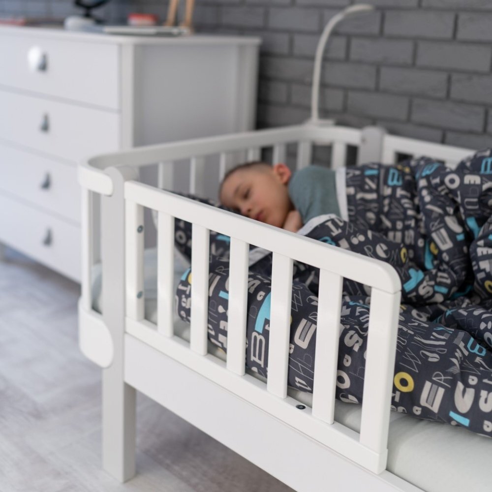 RKids Patut pentru adolescenti din fag si pal 160 x 80 cm de la 3 ani Monaco alb-gri