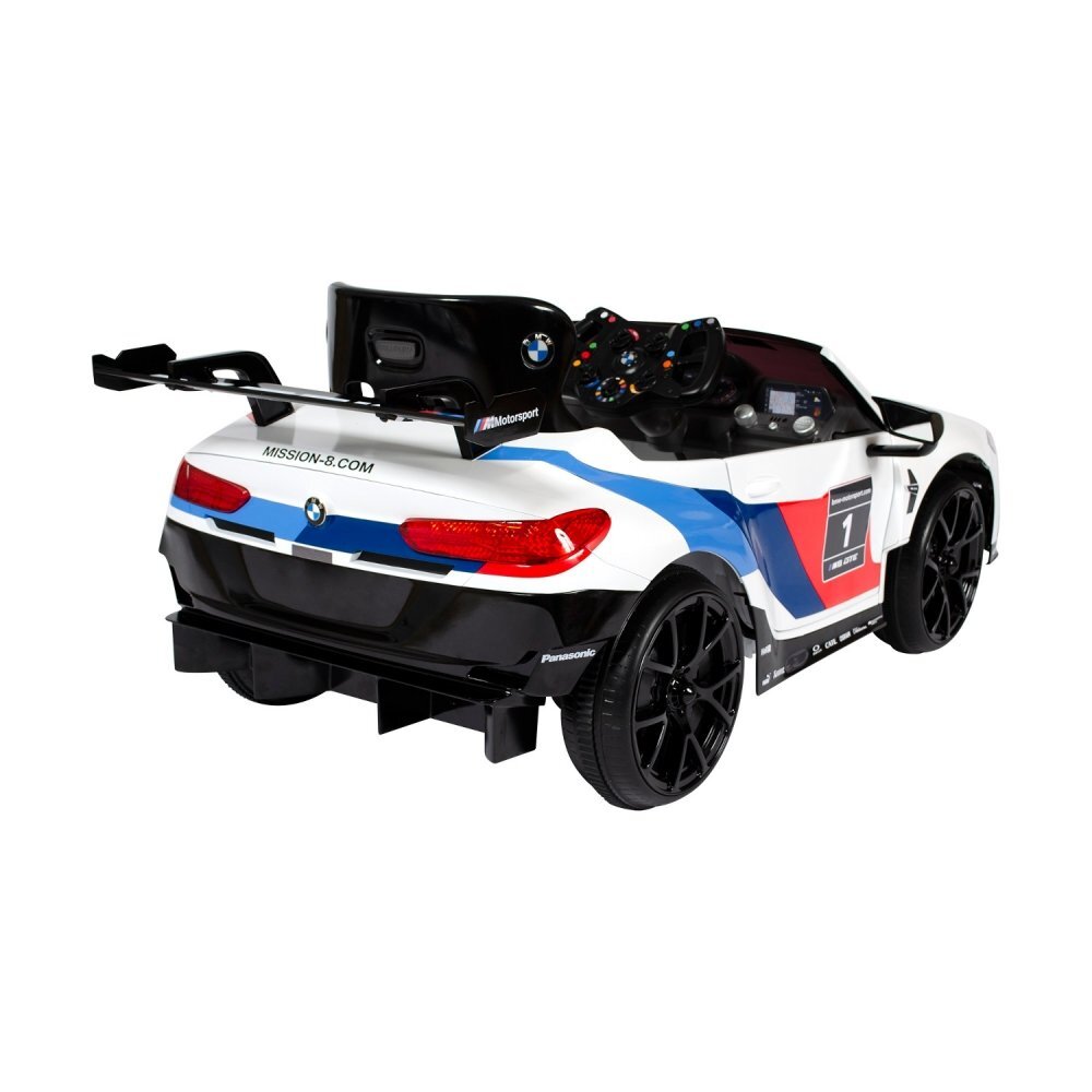 ROLLPLAY Masina electrica pentru copii BMW M8 GTE Racing 12V cu telecomanda si lumini Led radio si Mp3 schimbator de viteze