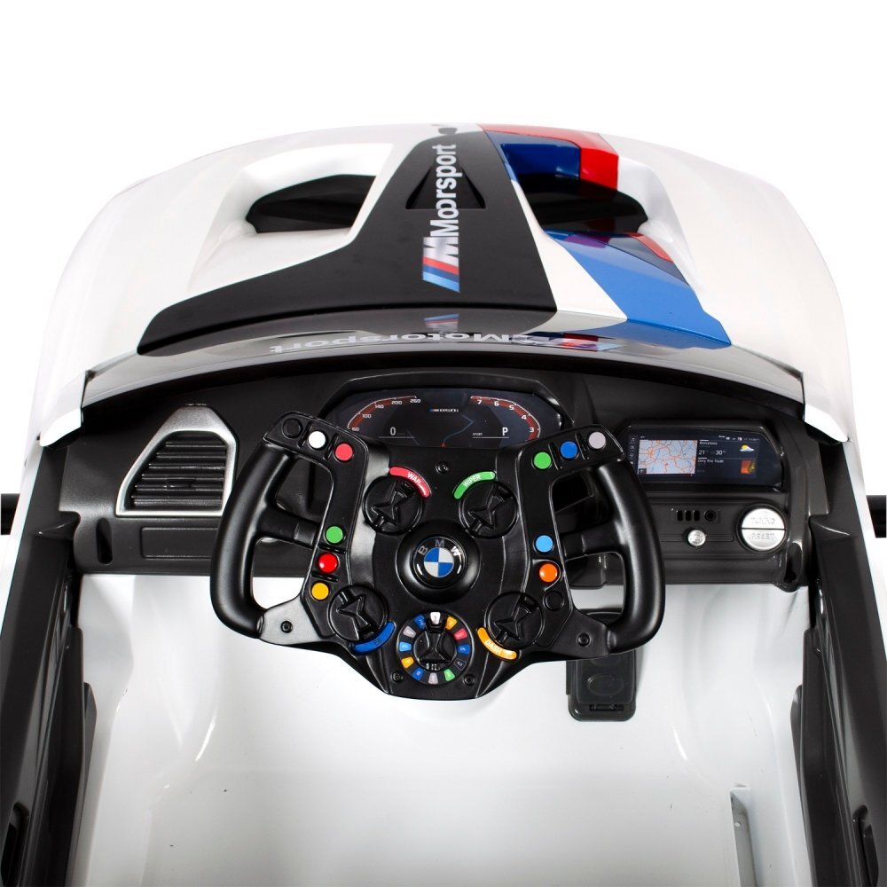 ROLLPLAY Masina electrica pentru copii BMW M8 GTE Racing 12V cu telecomanda si lumini Led radio si Mp3 schimbator de viteze