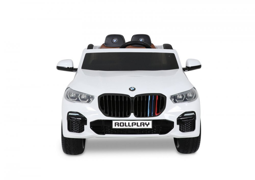 ROLLPLAY Masina electrica pentru copii BMW X5 White 45W Versiune M 12V cu telecomanda deschidere usi Mp3 scaun piele si efecte muzicale