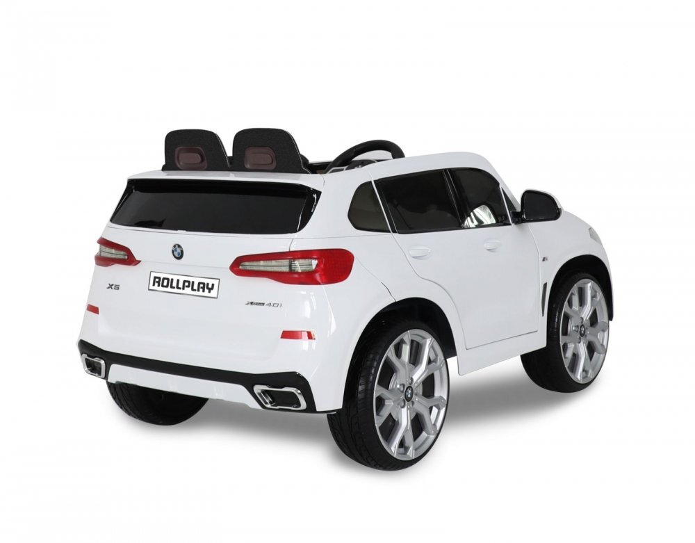 ROLLPLAY Masina electrica pentru copii BMW X5 White 45W Versiune M 12V cu telecomanda deschidere usi Mp3 scaun piele si efecte muzicale