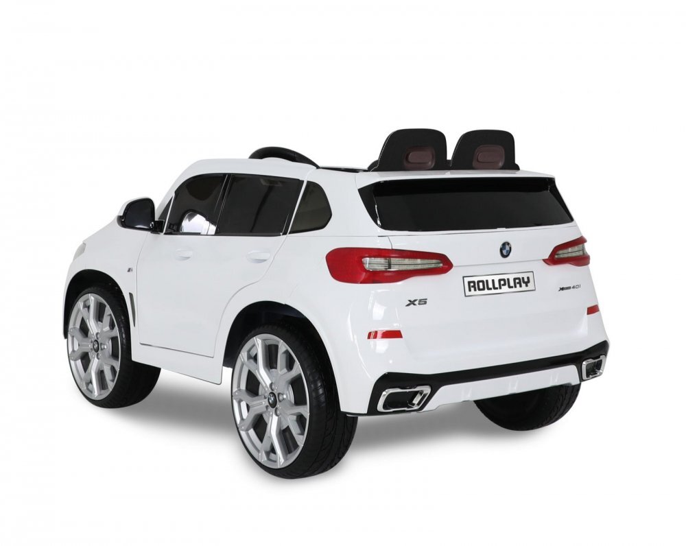 ROLLPLAY Masina electrica pentru copii BMW X5 White 45W Versiune M 12V cu telecomanda deschidere usi Mp3 scaun piele si efecte muzicale