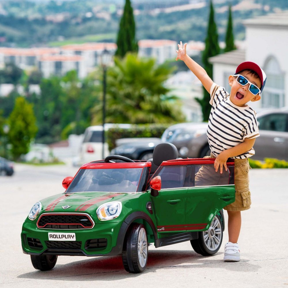 ROLLPLAY Masina electrica pentru copii Mini Countryman 12V 70W cu schimbator viteza scaun piele muzica si lumni