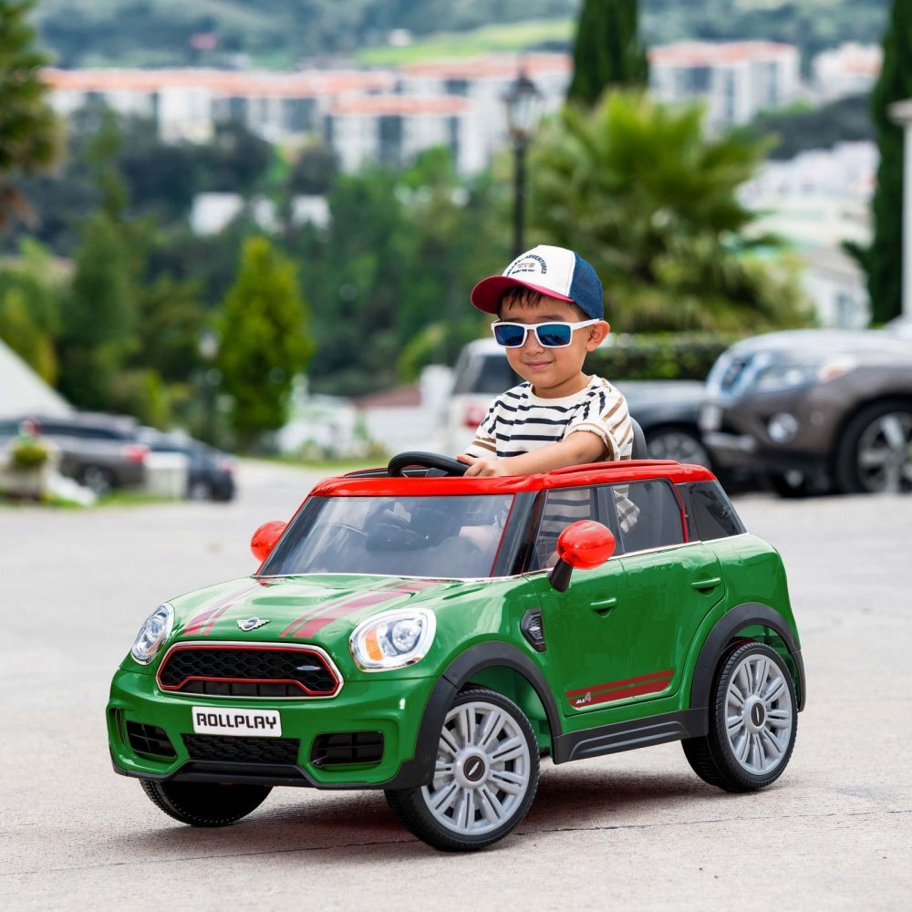 ROLLPLAY Masina electrica pentru copii Mini Countryman 12V 70W cu schimbator viteza scaun piele muzica si lumni