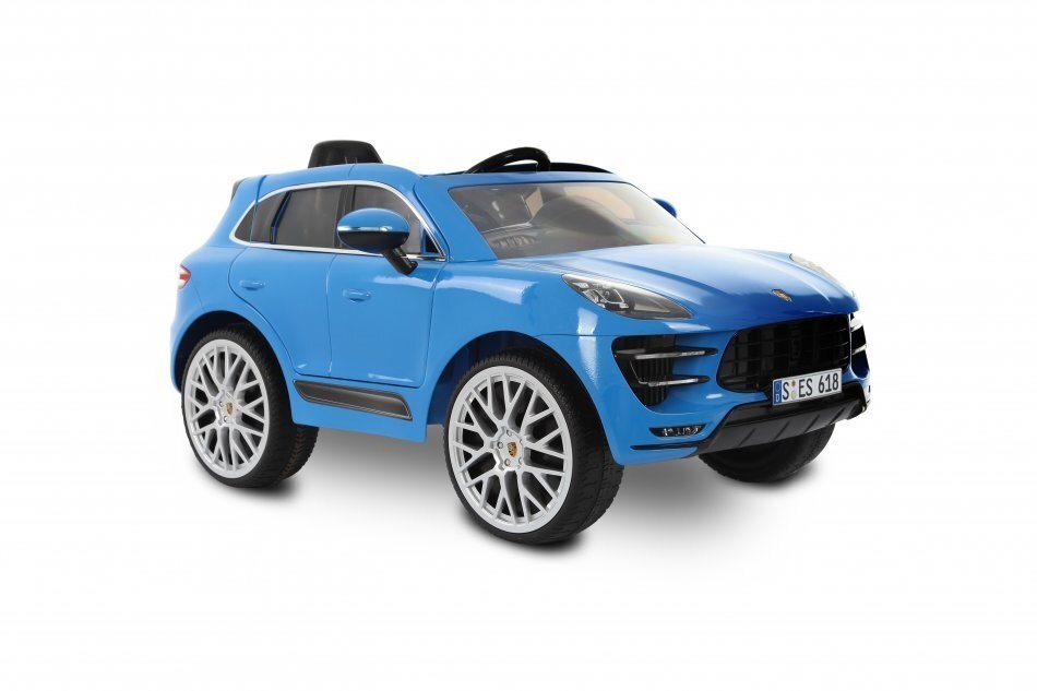 ROLLPLAY Masina electrica pentru copii Porche Macan Turbo 70W albastra deschidere usi schimbator de viteze unitate audio cu Mp3 si bluetooth cu telecomanda