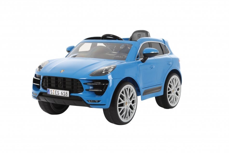 ROLLPLAY Masina electrica pentru copii Porche Macan Turbo 70W albastra deschidere usi schimbator de viteze unitate audio cu Mp3 si bluetooth cu telecomanda