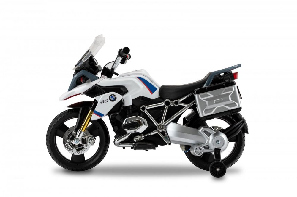 ROLLPLAY Motocicleta electrica pentru copii BMW R 1200 Adventure GS 15W cu roti ajutatoare compartiment depozitare radio si lumni