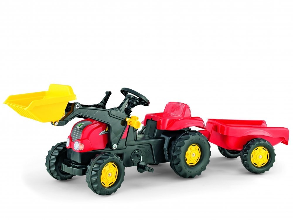 ROLLY TOYS Tractor cu pedale Rolly Kid X Rosu cu remorca si cupa